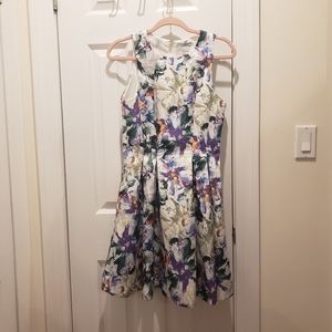 H&M white multicolor floral fit and flare sleeveless dress